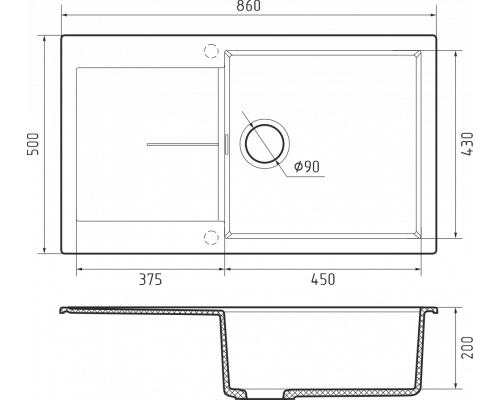 Кухонная мойка Rivelato LUMO 8650 — Трюфель 704