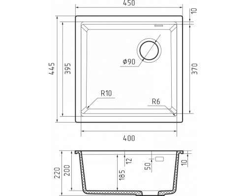 Кухонная мойка Rivelato SCALINO 403-R — Антрацит 501