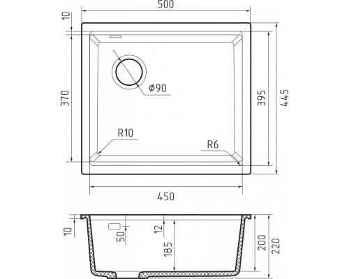 Кухонная мойка Rivelato SCALINO 453-L — Антрацит 501