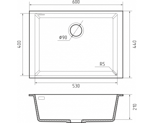 Кухонная мойка Rivelato STRIA 6053 — Черный глубокий 503