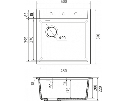 Кухонная мойка Rivelato TESORO 505-L — Черный 502