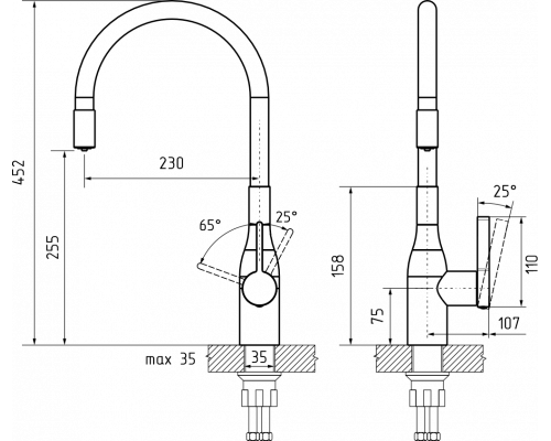 Смеситель для кухни Rivelato LIVO 3975280 Черный 502