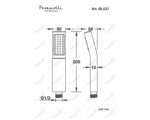 Ручной душ Feramolli Cubo BL037, черный