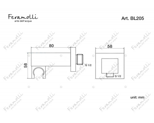 Подключение для шланга с держателем Feramolli Tropicale BL205, черный