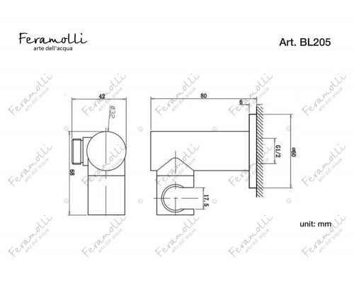 Подключение для шланга с держателем Feramolli Tropicale BL203, черный