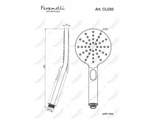 Ручной душ 3 режима Feramolli Tropicale CL038, хром