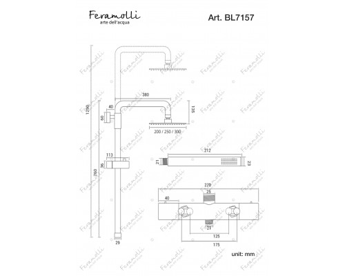 Душевая система с термостатом Feramolli Termostato BL7157-10, черный