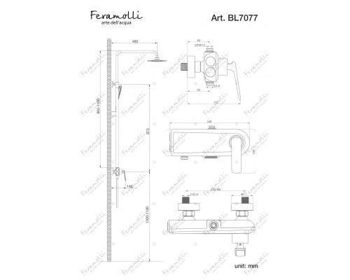 Душевая система 3 в 1 Feramolli Adige BL7077, черный