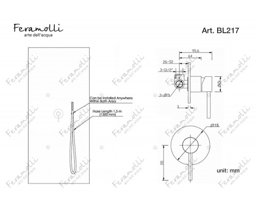 Комплект для душа Feramolli Ele BL217, черный