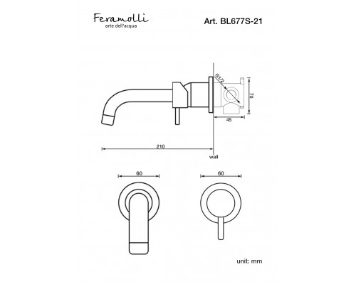 Встраиваемый комплект для ванны и душа Feramolli Ele BL744-12+BL677S-21, черный