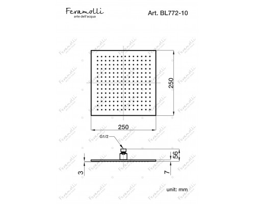 Верхний душ Feramolli Tropicale BL772-10 (250мм.), черный