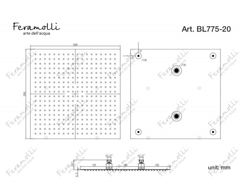 Верхний душ Feramolli Tropicale BL775-20 (500мм.), черный