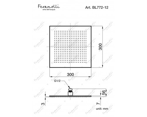 Верхний душ Feramolli Tropicale BL772-12 (300мм.), черный