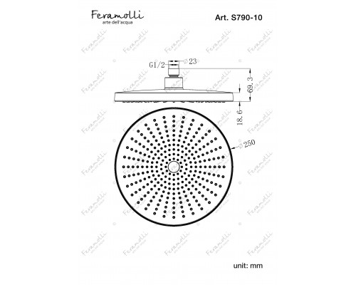 Тропический душ 250мм Feramolli Sole Air S790-10GB, графит