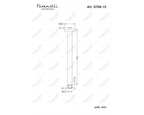 Потолочный кронштейн для душа 150мм Feramolli Sole S766-15BB, медь светлая
