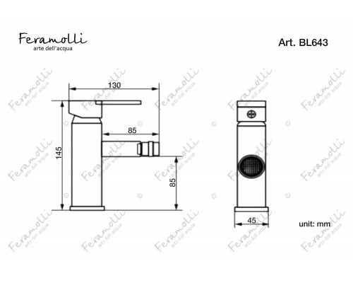 Смеситель для биде Feramolli Cubo BL643, черный