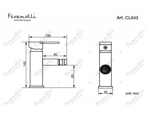 Смеситель для биде Feramolli Cubo CL643, хром
