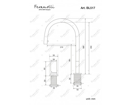 Смеситель для кухни с вытяжным душем Feramolli Ele BL517, черный