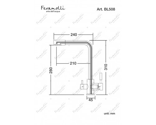 Смеситель для кухни под фильтр Feramolli Ele BL508, черный