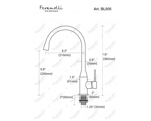 Смеситель для кухни Feramolli Ele BL505, черный