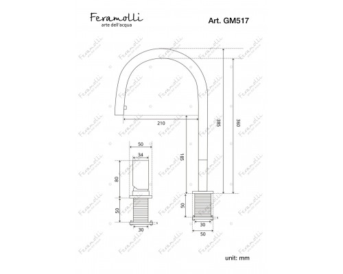 Смеситель для кухни с вытяжным душем Feramolli Ele GM517, графит