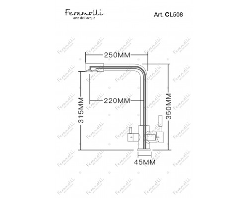 Смеситель для кухни под фильтр Feramolli Ele CL508, хром