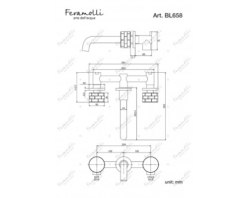 Смеситель для раковины встраиваемый Feramolli Amos BL658, черный