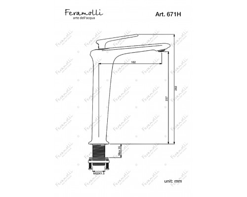 Смеситель для раковины Feramolli Adige RBL671H, черный/медь