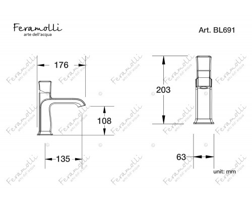 Смеситель для раковины Feramolli Fortore BL691, черный