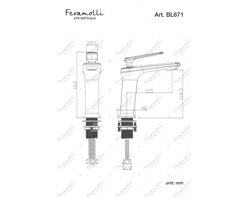 Смеситель для раковины Feramolli Adige BL671, черный