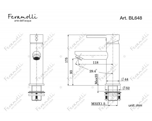 Смеситель для раковины Feramolli Ele BL648, черный