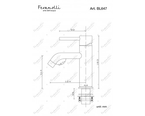 Смеситель для раковины Feramolli Ele BL647, черный