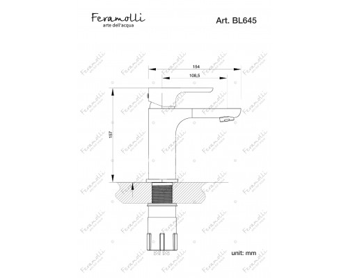 Смеситель для раковины Feramolli Pura BL645, черный