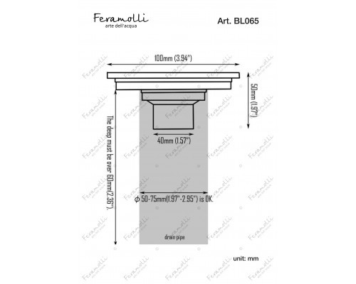 Трап для душа 10x10cm Feramolli Cubo BL065, черный