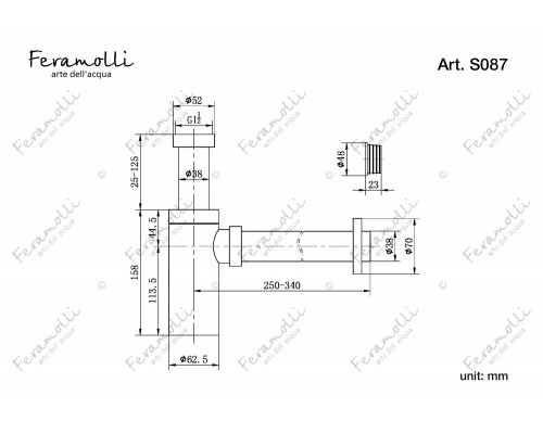 Сифон для раковины Feramolli Sole S087CN, никель
