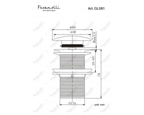 Донный клапан Feramolli Ele GL081, золото