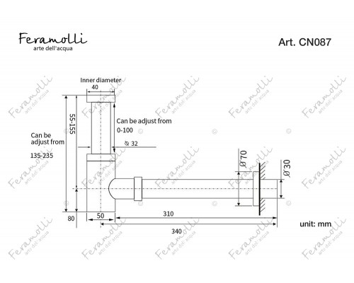 Сифон для раковины Feramolli Ele CN087, никель
