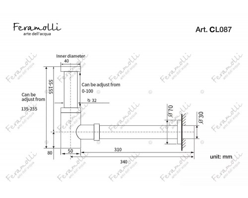 Сифон для раковины Feramolli Ele CL087, хром