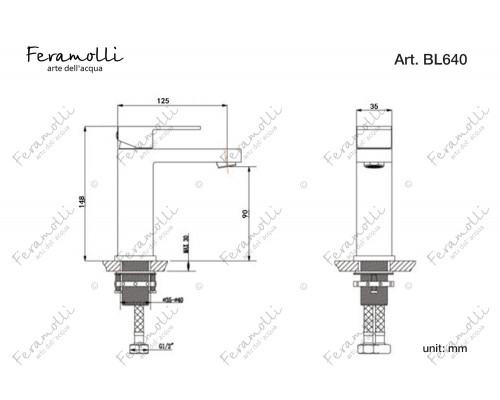 Смеситель для раковины Feramolli Cubo BL640, черный