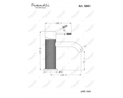 Смеситель для раковины Feramolli Sole S661GL, золото шампань