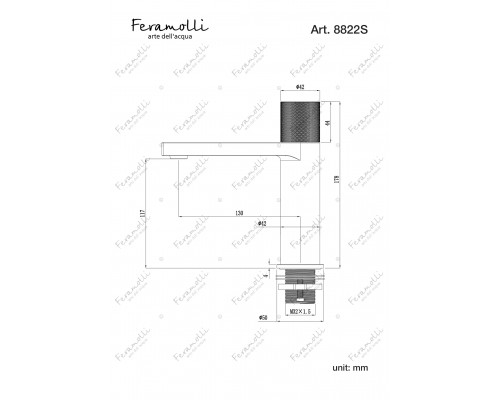 Смеситель для раковины Feramolli Dante GS8822S, графит