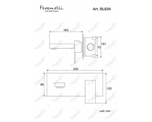 Смеситель для раковины встраиваемый Feramolli Cubo BL634, черный