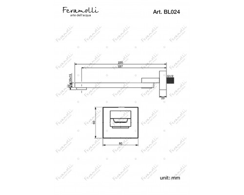 Настенный поворотный излив Feramolli Cubo BL024, черный