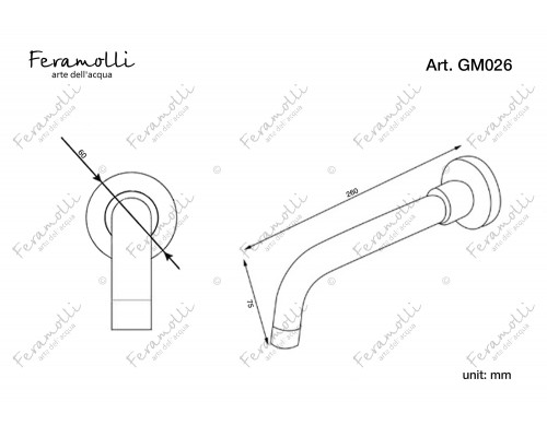 Настенный поворотный излив Feramolli Ele GM026, графит