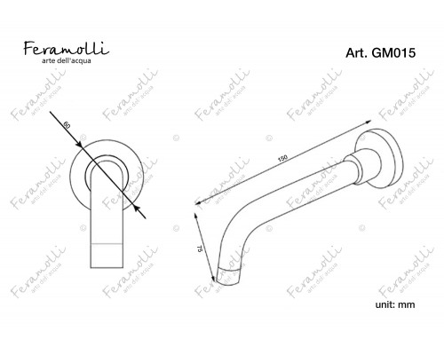 Настенный поворотный излив Feramolli Ele GM015, графит