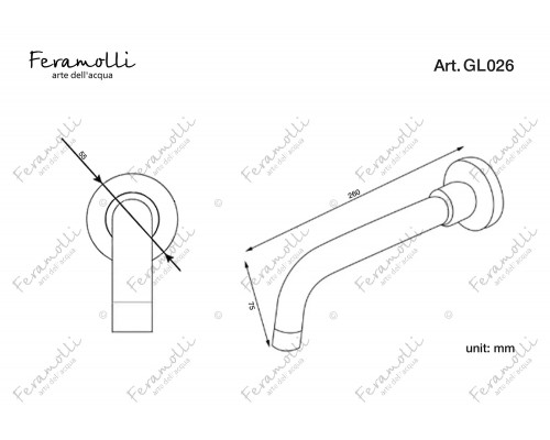 Настенный поворотный излив Feramolli Ele GL026, золото
