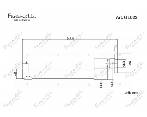 Настенный поворотный излив Feramolli Ele GL023, золото