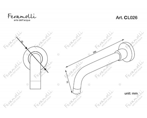 Настенный поворотный излив Feramolli Ele CL026, хром