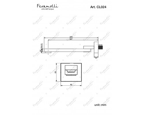 Настенный поворотный излив Feramolli Cubo CL024, хром