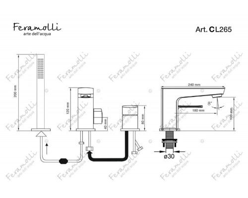 Смеситель на борт ванны Feramolli Molveno CL265, хром